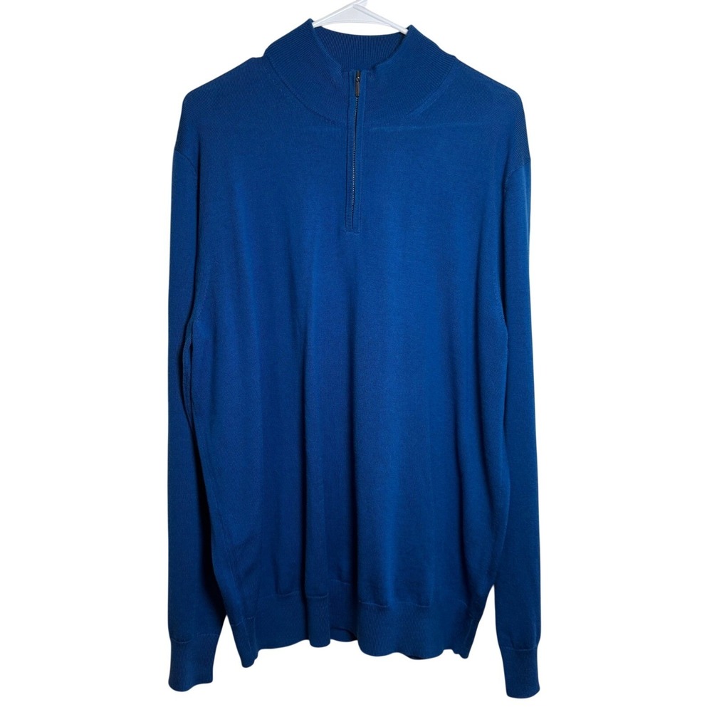 Charles Tyrwhitt Mens L RoyaBlue 100% Extra Fine Merino Wool Quarter Zip Sweater